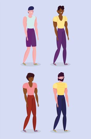 group men together - happy friendship day flat design vector illustrationのイラスト素材