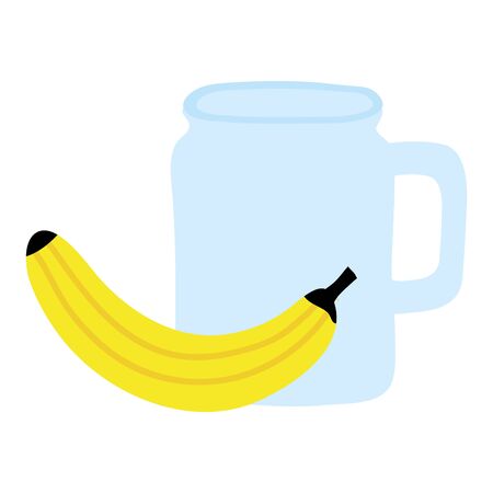 fresh banana fruit with beverage jar vector illustration designのイラスト素材