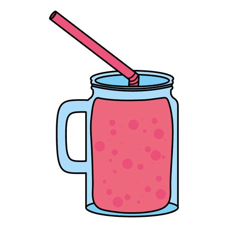 fresh juice fruit jar with strawのイラスト素材