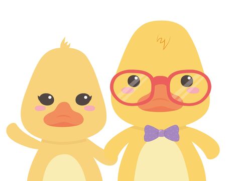 Couple of ducks cartoons designのイラスト素材