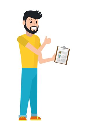 young man with checklist vector illustration graphic designのイラスト素材