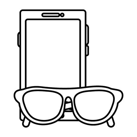 smartphone with summer sunglasses icons vector illustration designのイラスト素材
