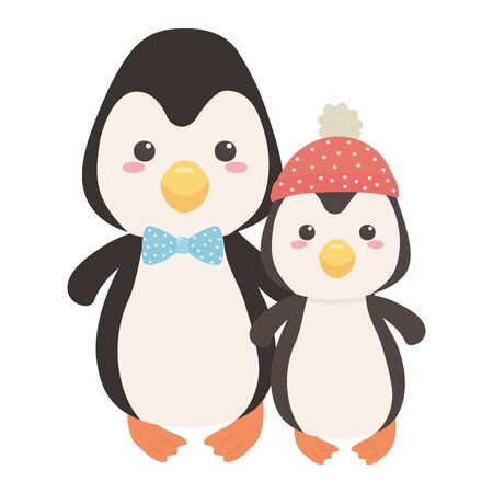Couple of penguins cartoons designのイラスト素材