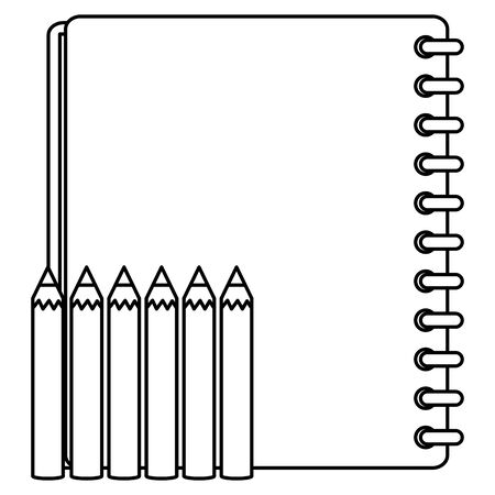 notebook school supply with colors pencils vector illustration designのイラスト素材