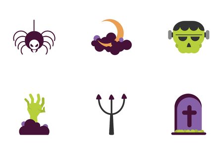 set of icons trick or treat happy halloweenのイラスト素材