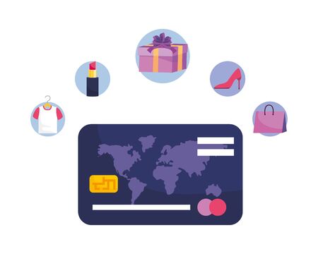 Credit card design, Store shopping online ecommerce media market and internet theme Vector illustrationのイラスト素材