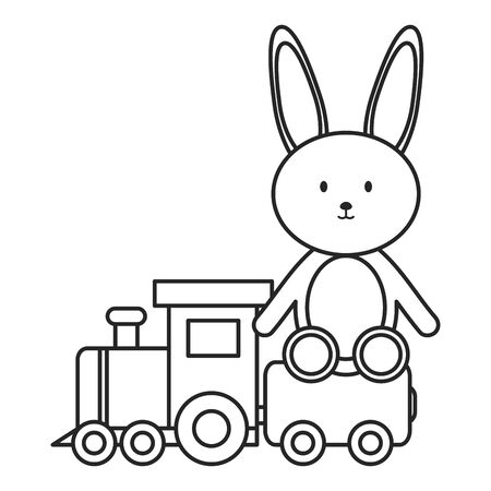 little train with bunny toysのイラスト素材