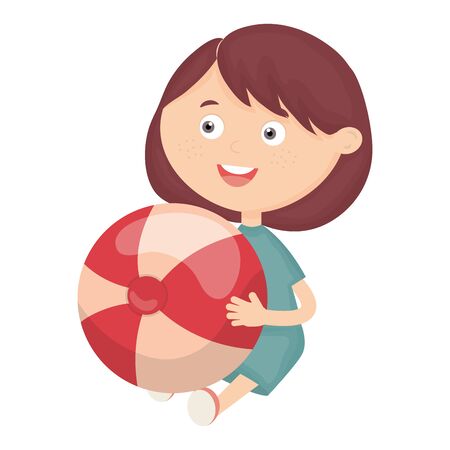 cute little girl with plastic balloon vector illustration designのイラスト素材