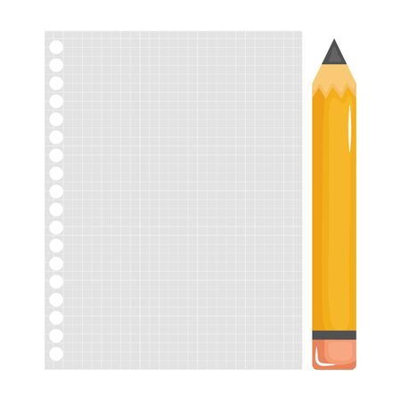 sheet of notebook paper with pencil vector illustration designのイラスト素材