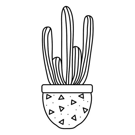 exotic cactus plant in ceramic pot vector illustration designのイラスト素材