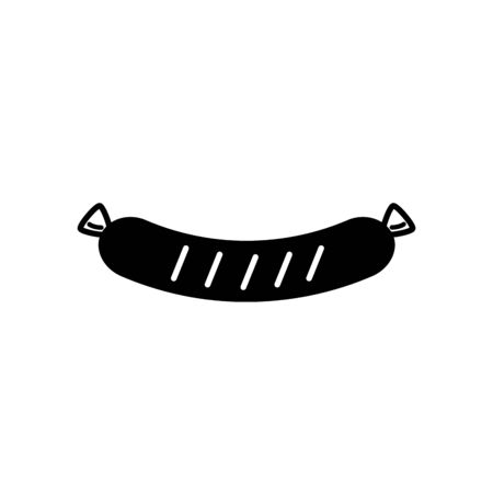 black and white food bbq sausage sign illustationのイラスト素材