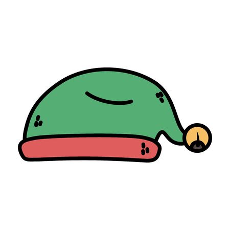 green hat with pompon decoration merry christmasのイラスト素材