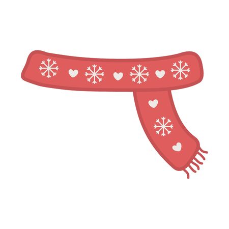 red scarf with snowflakes hearts decoration merry christmasのイラスト素材