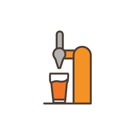 beer dispenser oktoberfest icon line filled vector illustrationのイラスト素材