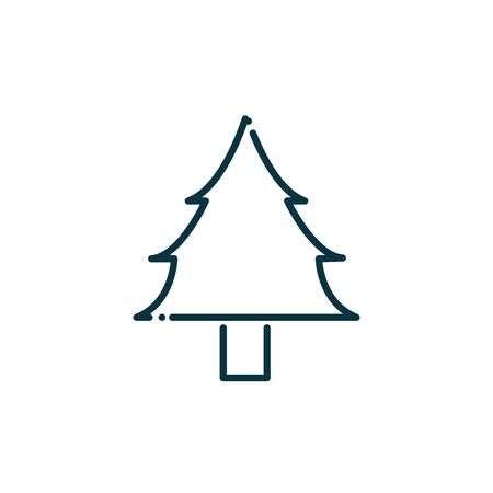 pine tree happy christmas line icon vector illustrationのイラスト素材