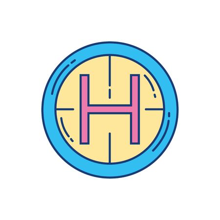 heliport sign travel aviation transport airport vector illustrationのイラスト素材