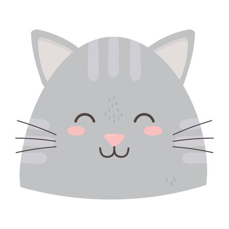cute gray cat head close eyes vector illustrationのイラスト素材