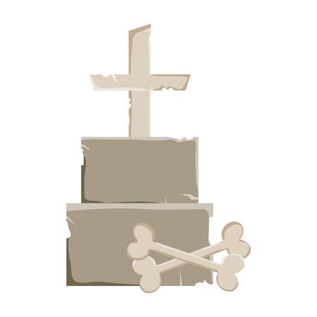 tombstone and bones trick or treat happy halloween vector illustrationのイラスト素材