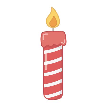 burning striped candle decoration merry christmasのイラスト素材