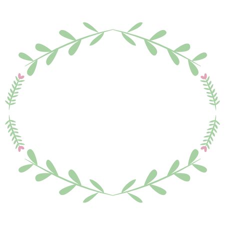 circular leafs crown frame boho styleのイラスト素材