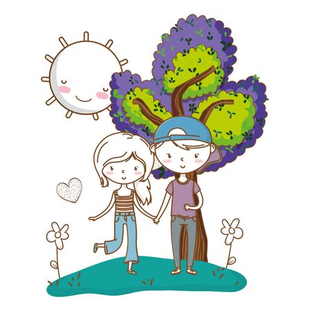 Romantic love couple cute backgroundのイラスト素材