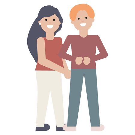 young lovers couple avatars characters vector illustration designのイラスト素材