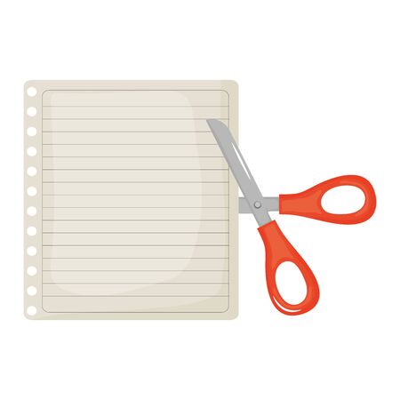 sheet of notebook paper with scissorsのイラスト素材