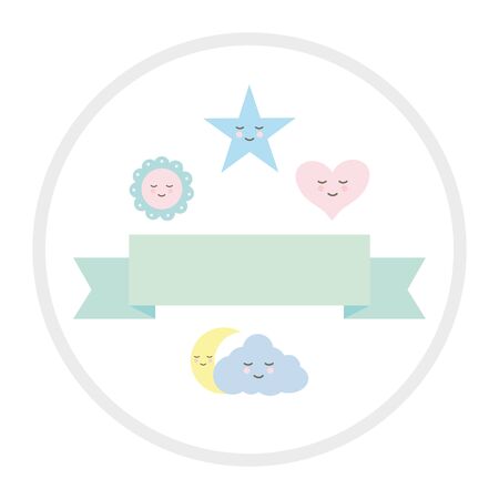 baby toys accessories with ribbon frameのイラスト素材