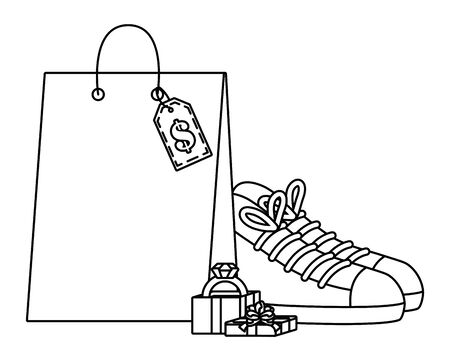 Bag design, Store shopping online ecommerce media market and internet theme Vector illustrationのイラスト素材