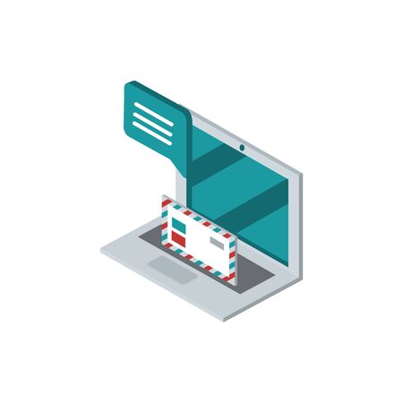 laptop envelope letter message postal mail isometricのイラスト素材