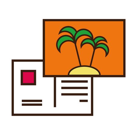 Palm tree letter of summer season line and fill designのイラスト素材