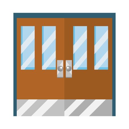 Classroom door design, School education lesson study knowledge information and learning theme Vector illustrationのイラスト素材