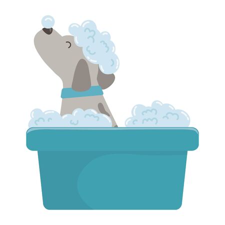Dog cartoon taking shower designのイラスト素材