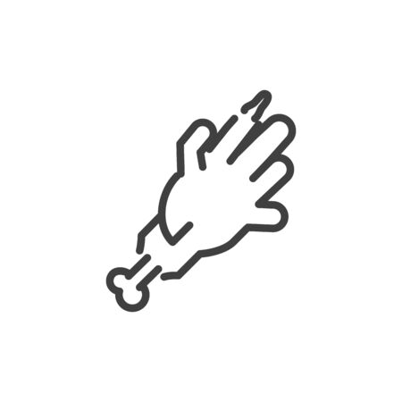 zombie hand bone trick or treat happy halloween line styleのイラスト素材