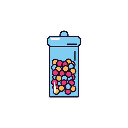 glass jar hard candy sweet and candies icon line fillのイラスト素材