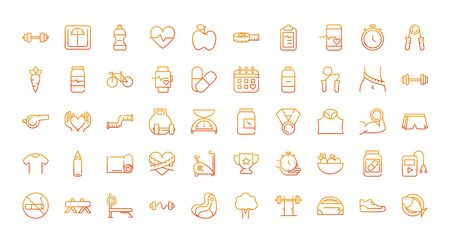 sport gym fitness icons set gradient lineのイラスト素材