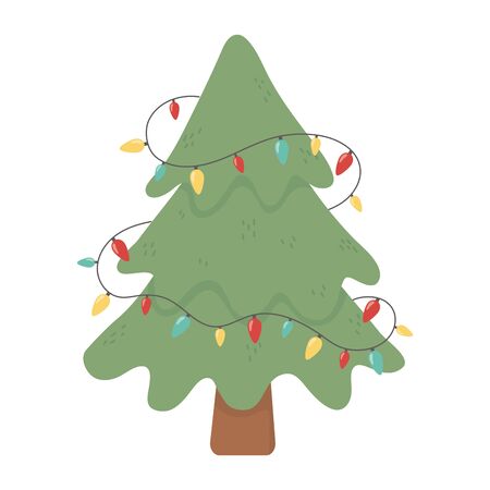 tree with lights decoration celebration merry christmasのイラスト素材