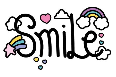 Smile word design, Typography message note feeling think and inspiration theme Vector illustrationのイラスト素材