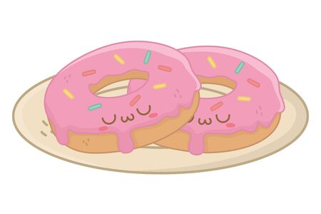 Kawaii of donuts cartoons designのイラスト素材