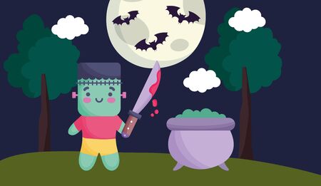 Kids with costume Halloween imageのイラスト素材