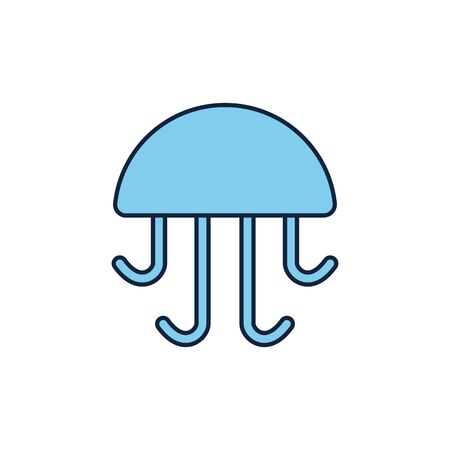 jellyfish life sea summer icon line and fillのイラスト素材