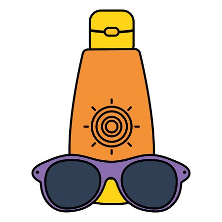 Sun blocker bottle with sunglasses accessoryのイラスト素材