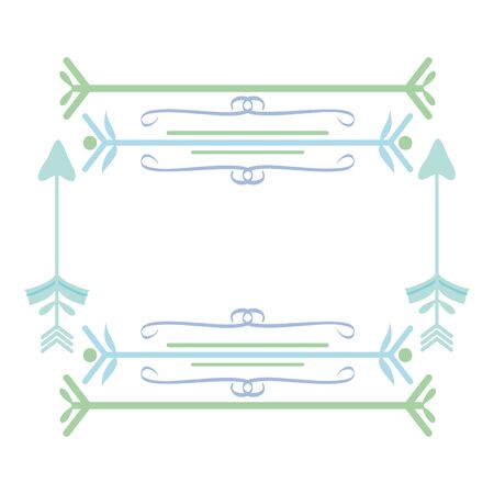 square frame with indian arrows boho styleのイラスト素材