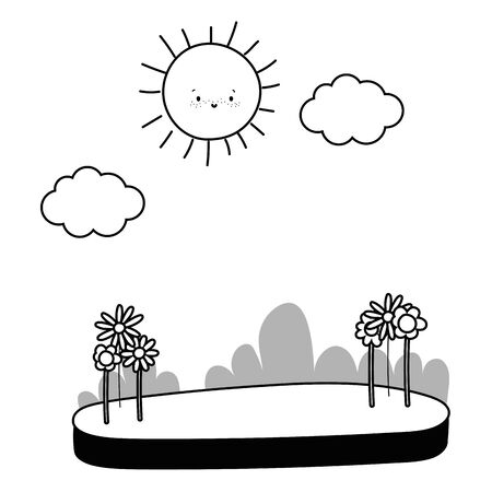 Landscape of a park with shrubs designのイラスト素材