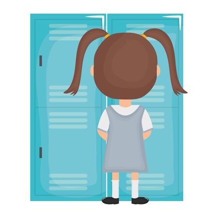 cute little student girl in lockersのイラスト素材