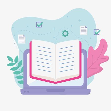 laptop book school education online imageのイラスト素材