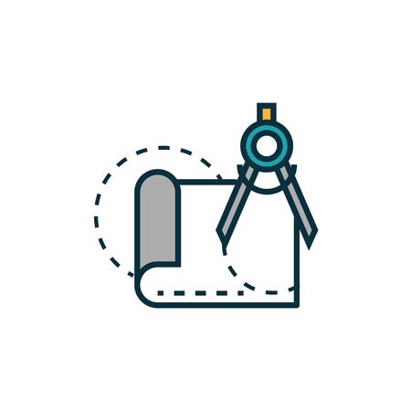 blueprint compass work tools engineering iconのイラスト素材