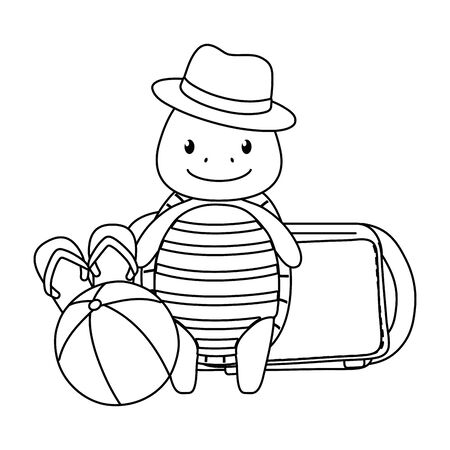 cute animal enjoying summer vacationsのイラスト素材