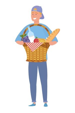 Man cartoon having picnic designのイラスト素材