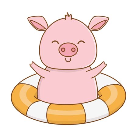 cute animal enjoying summer time cartoonのイラスト素材